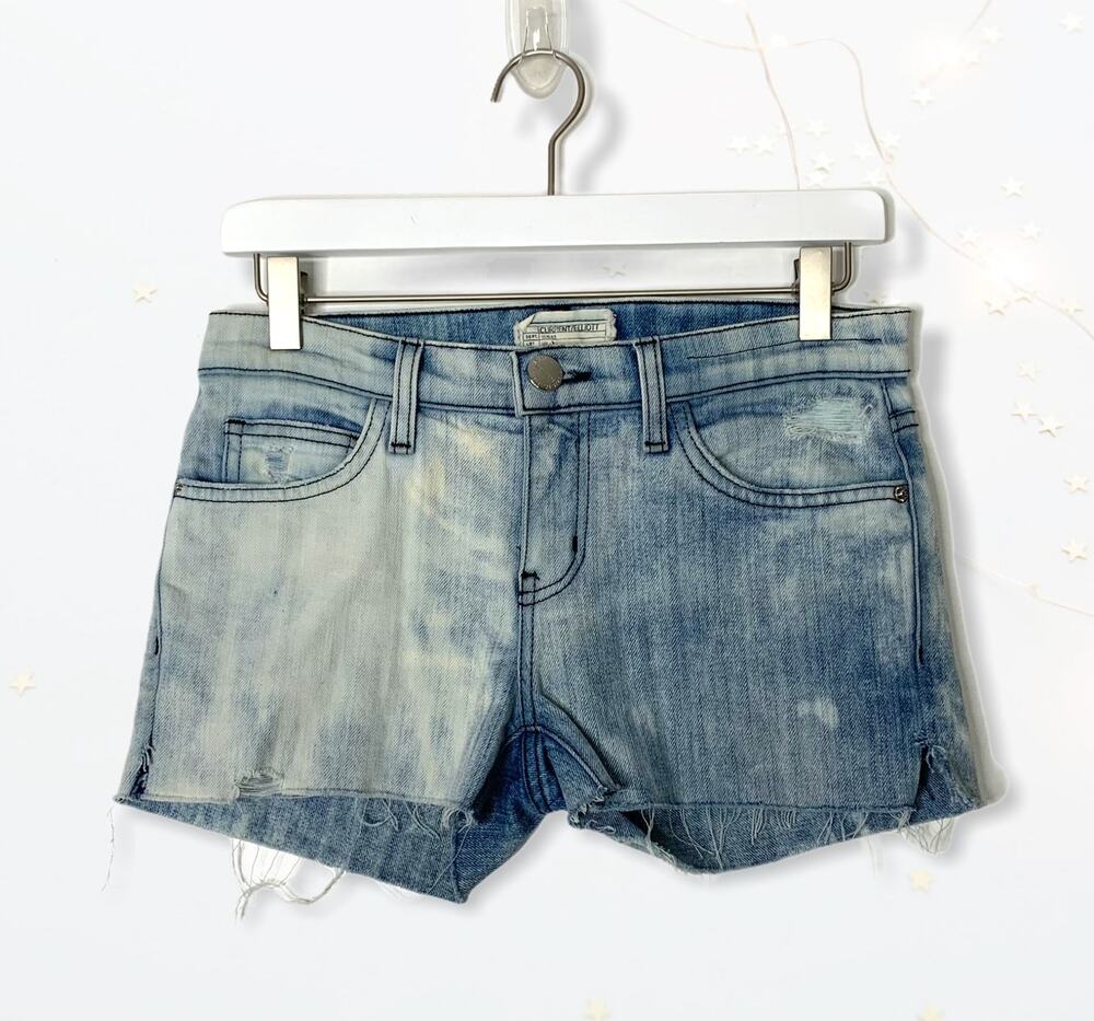 CURRENT/ELLIOTT Denim Cut-Off Shorts City Blue Jean Bleach Destroyed sz 26